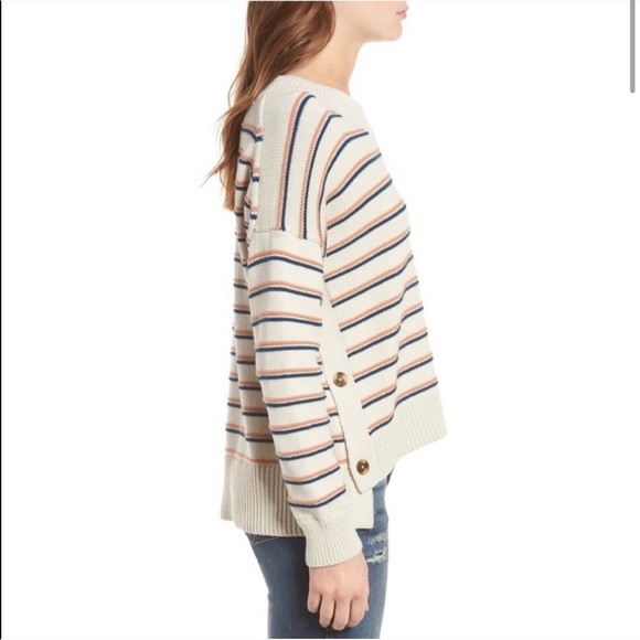 Madewell Brownstone Side-Button Sweater in Stripe - Picture 2 of 9